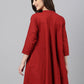 Janasya Women's Maroon Dobby Cotton Solid A-Line Tunic | Swadesiicart