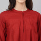Janasya Women's Maroon Dobby Cotton Solid A-Line Tunic | Swadesiicart