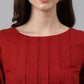 Janasya Women's Maroon Dobby Cotton Solid Handkerchief Tunic | Swadesiicart