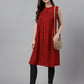 Janasya Women's Maroon Dobby Cotton Solid Casual Gathered Tunic | Swadesiicart