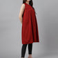 Janasya Women's Maroon Dobby Cotton Solid Casual Gathered Tunic | Swadesiicart