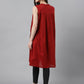 Janasya Women's Maroon Dobby Cotton Solid Casual Gathered Tunic | Swadesiicart