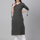 Janasya Women's Black Cotton Woven Design Casual Straight Kurta | Swadesiicart