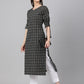 Janasya Women's Black Cotton Woven Design Casual Straight Kurta | Swadesiicart