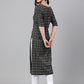 Janasya Women's Black Cotton Woven Design Casual Straight Kurta | Swadesiicart