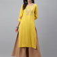 Janasya Women's Mustard Poly Rayon Solid Casual Straight Kurta - Swadesiicart