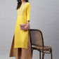 Janasya Women's Mustard Poly Rayon Solid Casual Straight Kurta - Swadesiicart