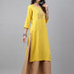 Janasya Women's Mustard Poly Rayon Solid Casual Straight Kurta - Swadesiicart