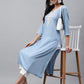 Janasya Women's Light Blue Rayon Solid Casual Straight Kurta | Swadesiicart