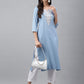 Janasya Women's Light Blue Rayon Solid Casual Straight Kurta | Swadesiicart