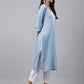 Janasya Women's Light Blue Rayon Solid Casual Straight Kurta | Swadesiicart
