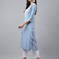 Janasya Women's Light Blue Rayon Solid Casual Straight Kurta | Swadesiicart