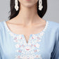 Janasya Women's Light Blue Rayon Solid Casual Straight Kurta | Swadesiicart