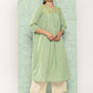 Janasya Women's Sage Green Dobby Cotton Solid Casual Empire Kurta | Swadesiicart
