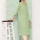 Janasya Women's Sage Green Dobby Cotton Solid Casual Empire Kurta | Swadesiicart
