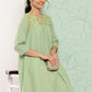 Janasya Women's Sage Green Dobby Cotton Solid Casual Empire Kurta | Swadesiicart