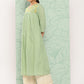 Janasya Women's Sage Green Dobby Cotton Solid Casual Empire Kurta | Swadesiicart