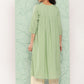 Janasya Women's Sage Green Dobby Cotton Solid Casual Empire Kurta | Swadesiicart