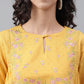 Janasya Women's Yellow Dobby Cotton Solid Casual A-Line Kurta | Swadesiicart