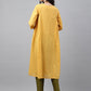 Janasya Women's Yellow Dobby Cotton Solid Casual A-Line Kurta | Swadesiicart