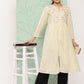 Janasya Women's Off White Dobby Cotton Solid Casual A-Line Kurta - Swadesiicart