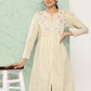 Janasya Women's Off White Dobby Cotton Solid Casual A-Line Kurta - Swadesiicart