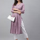 Janasya Women's Lavender Dobby Cotton Solid Casual Gathered Kurta | Swadesiicart