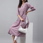 Janasya Women's Lavender Dobby Cotton Solid Casual Gathered Kurta | Swadesiicart