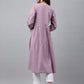 Janasya Women's Lavender Dobby Cotton Solid Casual Gathered Kurta | Swadesiicart