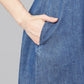 Janasya Women's Blue Denim Solid Straight Western Dress | Swadesiicart