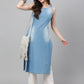 Janasya Women's Light Blue Denim Solid Casual Straight Kurta | Swadesiicart