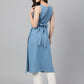 Janasya Women's Light Blue Denim Solid Casual Straight Kurta | Swadesiicart