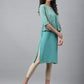 Janasya Women's Green Crepe Foil Printed Festive Jacket Style Kurta | Swadesiicart