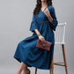 Janasya Women's Blue Crepe Solid Casual Angrakha Kurta | Swadesiicart