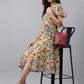 Janasya Women's Yellow Georgette Digital Printed Flared Casual Dress | Swadesiicart