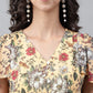 Janasya Women's Yellow Georgette Digital Printed Flared Casual Dress | Swadesiicart