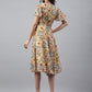 Janasya Women's Yellow Georgette Digital Printed Flared Casual Dress | Swadesiicart