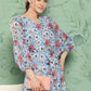 Janasya Women's Sky Blue Georgette Digital Printed A Line Casual Dress | Swadesiicart