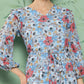 Janasya Women's Sky Blue Georgette Digital Printed A Line Casual Dress | Swadesiicart
