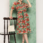 Janasya Women's Green Georgette Digital Printed Empire Casual Dress | Swadesiicart