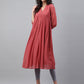 Janasya Women's Pink Dobby Chiffon Self Design Casual Empire Kurta - Swadesiicart