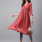 Janasya Women's Pink Dobby Chiffon Self Design Casual Empire Kurta - Swadesiicart