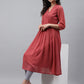 Janasya Women's Pink Dobby Chiffon Self Design Casual Empire Kurta - Swadesiicart