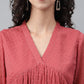 Janasya Women's Pink Dobby Chiffon Self Design Casual Empire Kurta - Swadesiicart