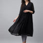 Janasya Women's Black Dobby Chiffon Self Design Festive Empire Kurta - Swadesiicart