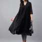 Janasya Women's Black Dobby Chiffon Self Design Festive Empire Kurta - Swadesiicart