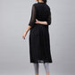Janasya Women's Black Dobby Chiffon Self Design Festive Empire Kurta - Swadesiicart