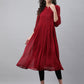 Janasya Women's Maroon Dobby Chiffon Self Design Casual Flared Kurta | Swadesiicart