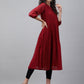 Janasya Women's Maroon Dobby Chiffon Self Design Casual Flared Kurta | Swadesiicart