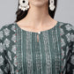 Janasya Women's Dark Green Cotton Ethnic Motifs Casual Straight Kurta | Swadesiicart